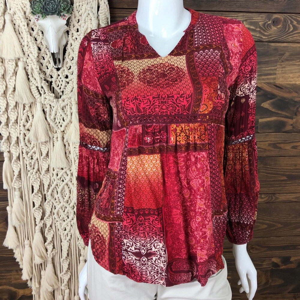Tantrums‎ | Boho Split Neck Blouse